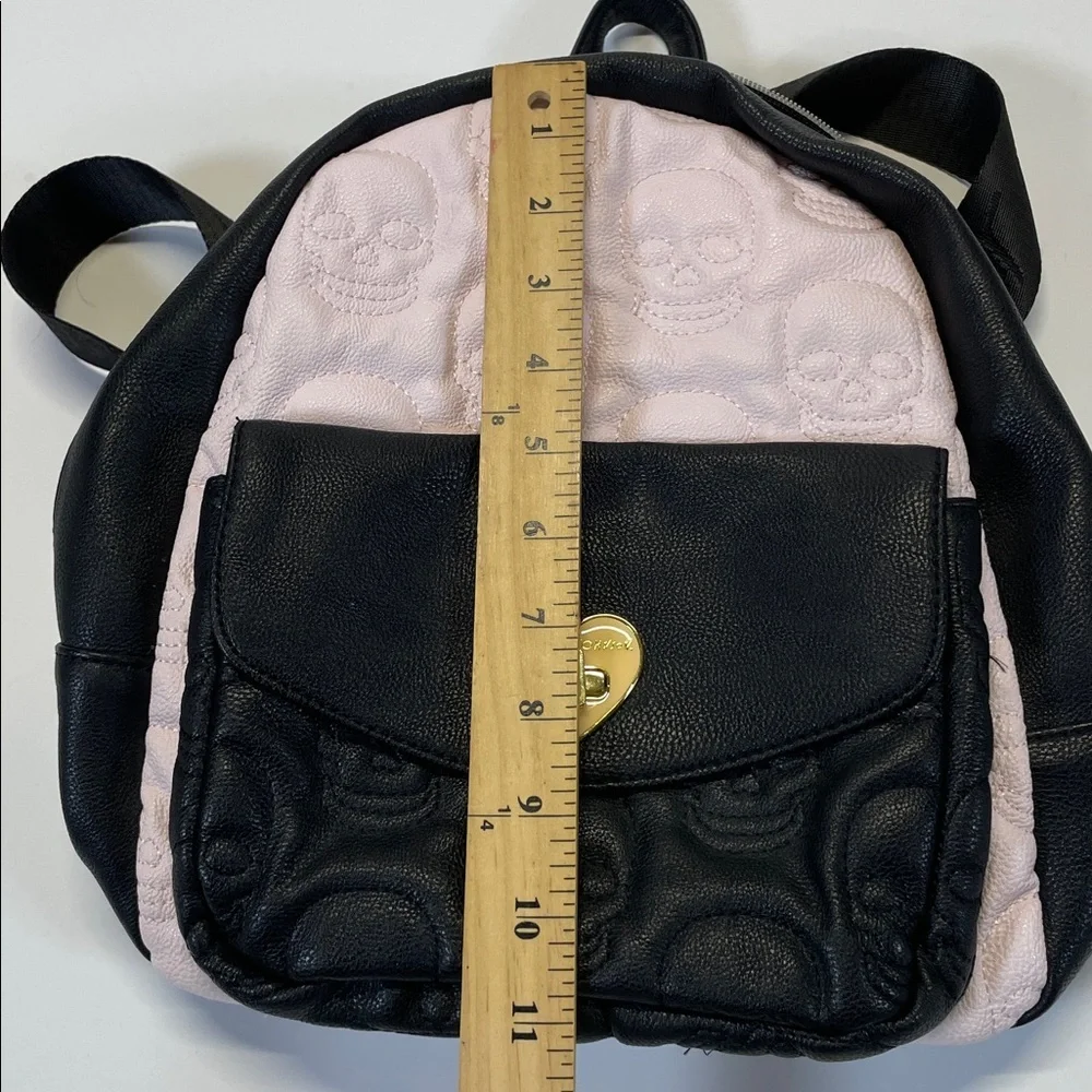 Betsey Johnson Skull Mini Backpack Black Pink Quilted Hoth Bag